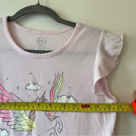 🌼 5/$25 Wonder Nation Girls Pink Unicorn Pegasus Nightgown Sleep Dress Size 7/8 - Picture 5 of 7